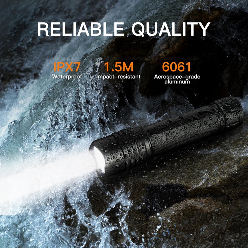 KunHe Tactical Flashlight High Lumens Rechargeable Duty Flashlight with Belt Holster Bright LED Police Flash Light with 4 Modes Long Lasting IPX7 Water Resistant for Security Camping and Emergency
