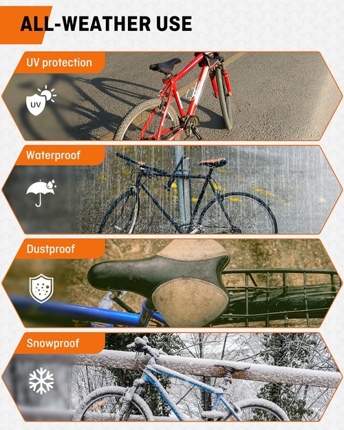HENMI Bike Cover for 1or2 Bikes Waterproof Bicycle Cover Outdoor Bike Storage Covers XL 420D Heavy Duty Proof Cover for Bike,eBike, Mountain Bike, Road Bike, Hybrid Bike and More