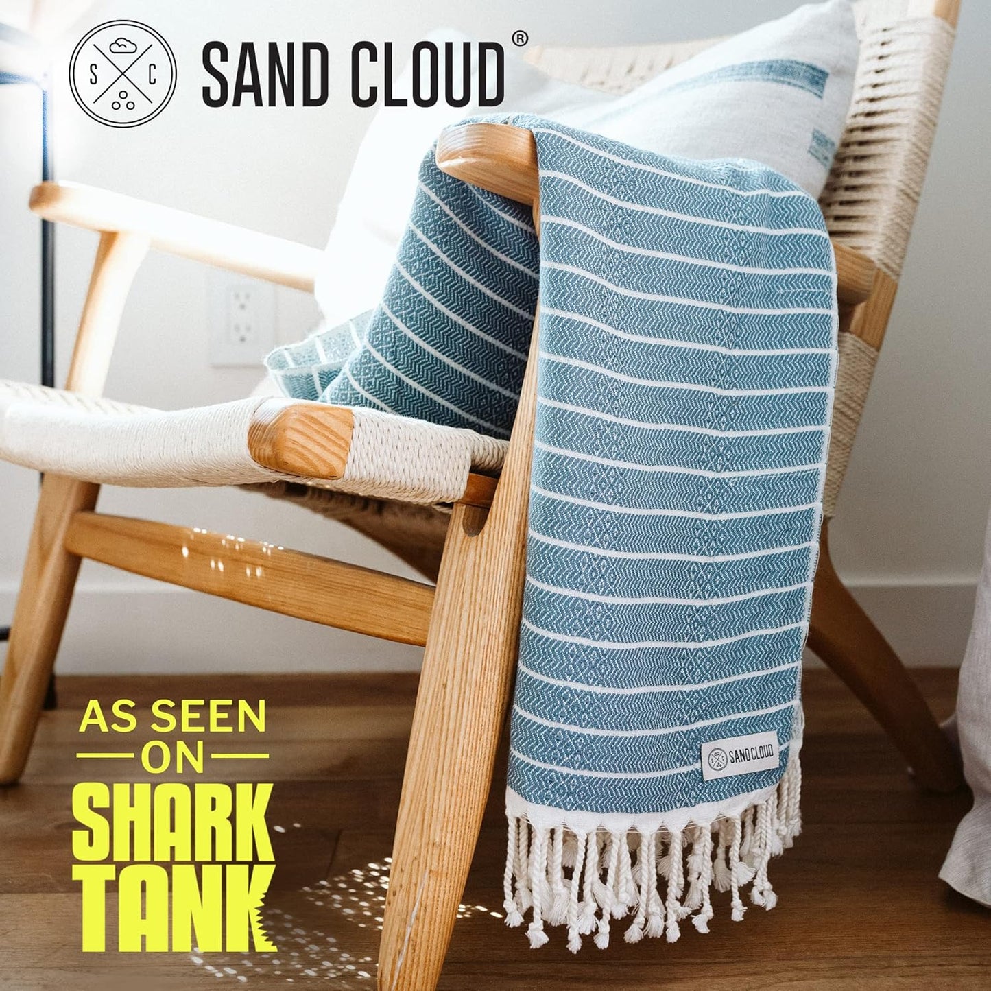 Sand Cloud Turkish Beach Towel - 100% Organic & Sand Proof - Quick Dry for Beach, Picnic, or Bath - Gocek (Denim)