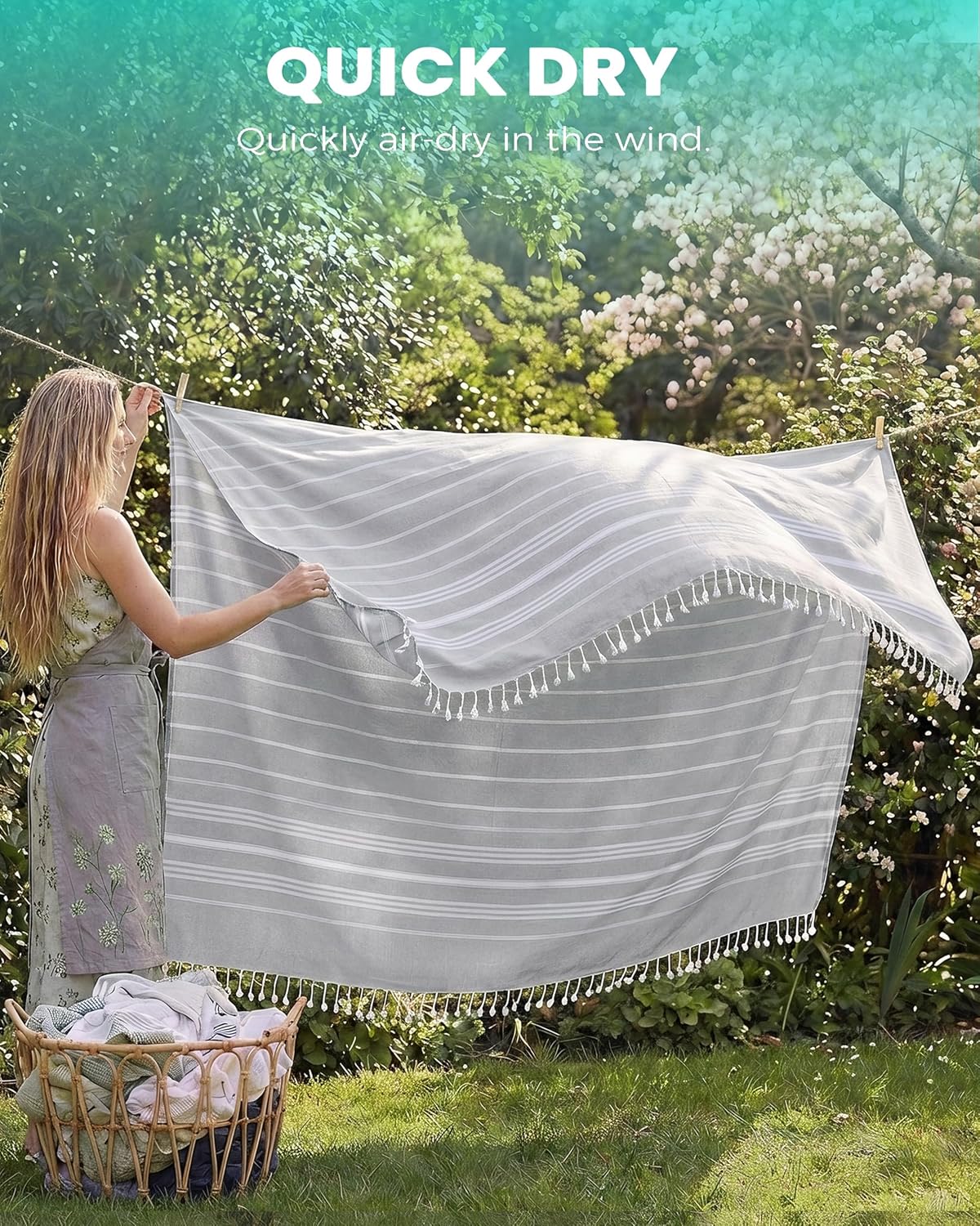 Skiennix Boho Throw Blanket - Extra Large Jumbo Turkish Beach Towel | Perfect for Outdoor Picnics & Travel Essentials