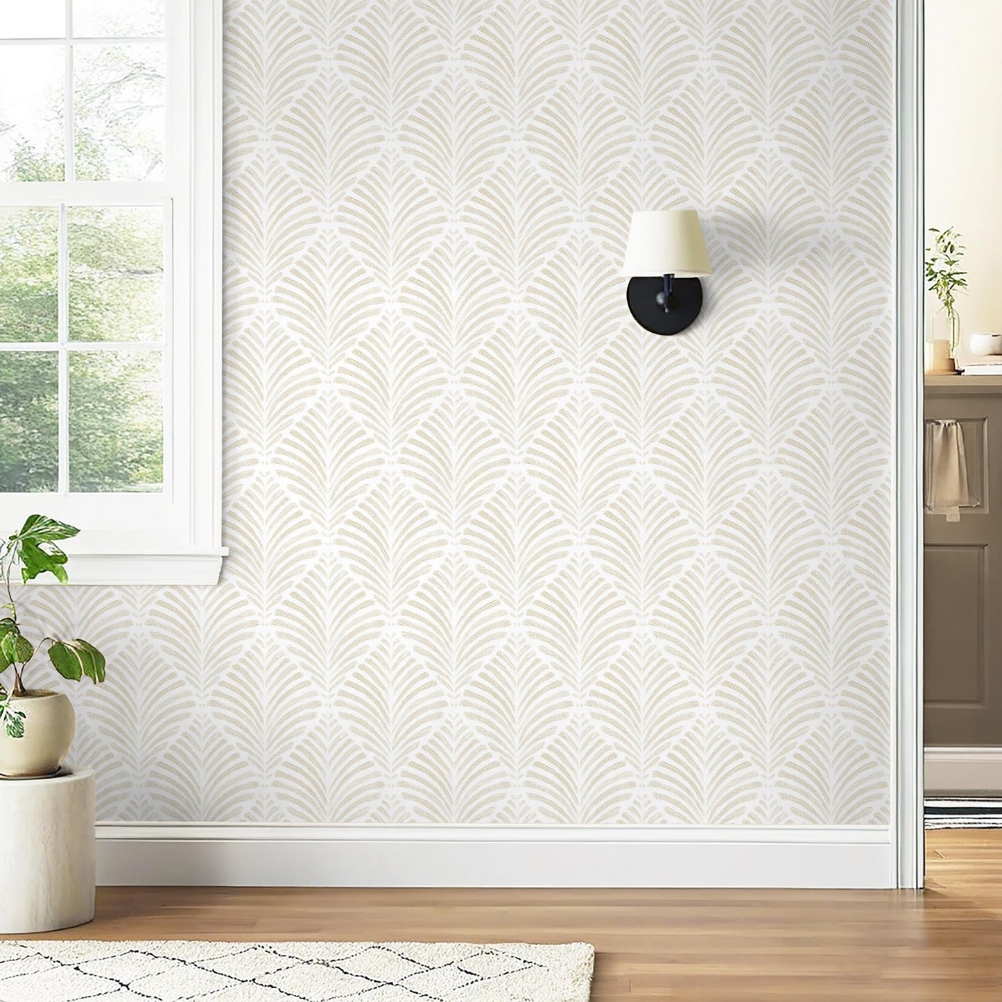 Safiyya Peel and Stick Wallpaper Boho Contact Paper 17.3"x78.7" Beige Modern Wall Paper Self Adhesive Removable Wallpaper for Bedroom Vinyl Rolls