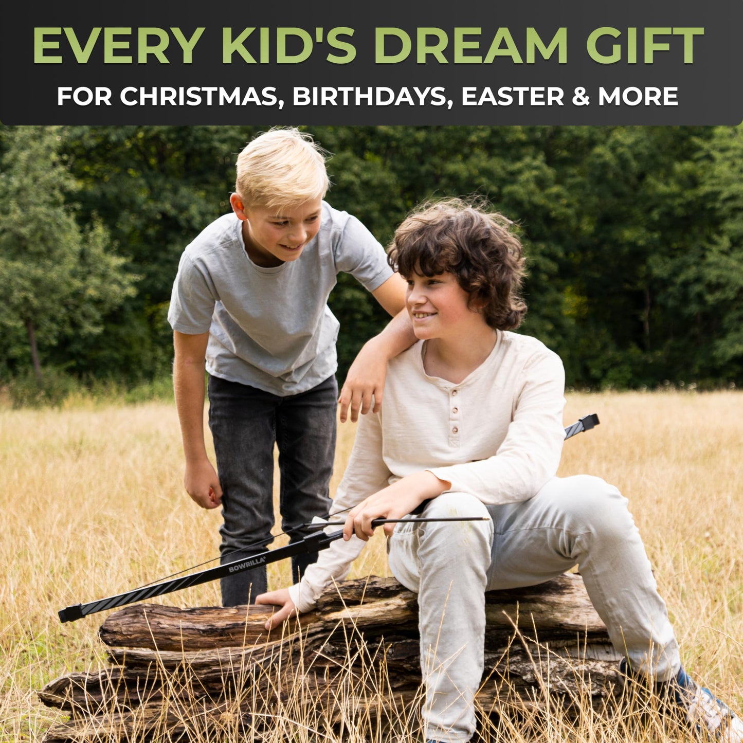 BOWRILLA® Bow and Arrow for Kids | Beginners Archery Set with 6 Arrows, Ideal for Kids & Teens 8 to 15 Years | 3-Piece Take-Down Recurve Youth Bow and Arrow Set, Perfect for Left & Right Handers