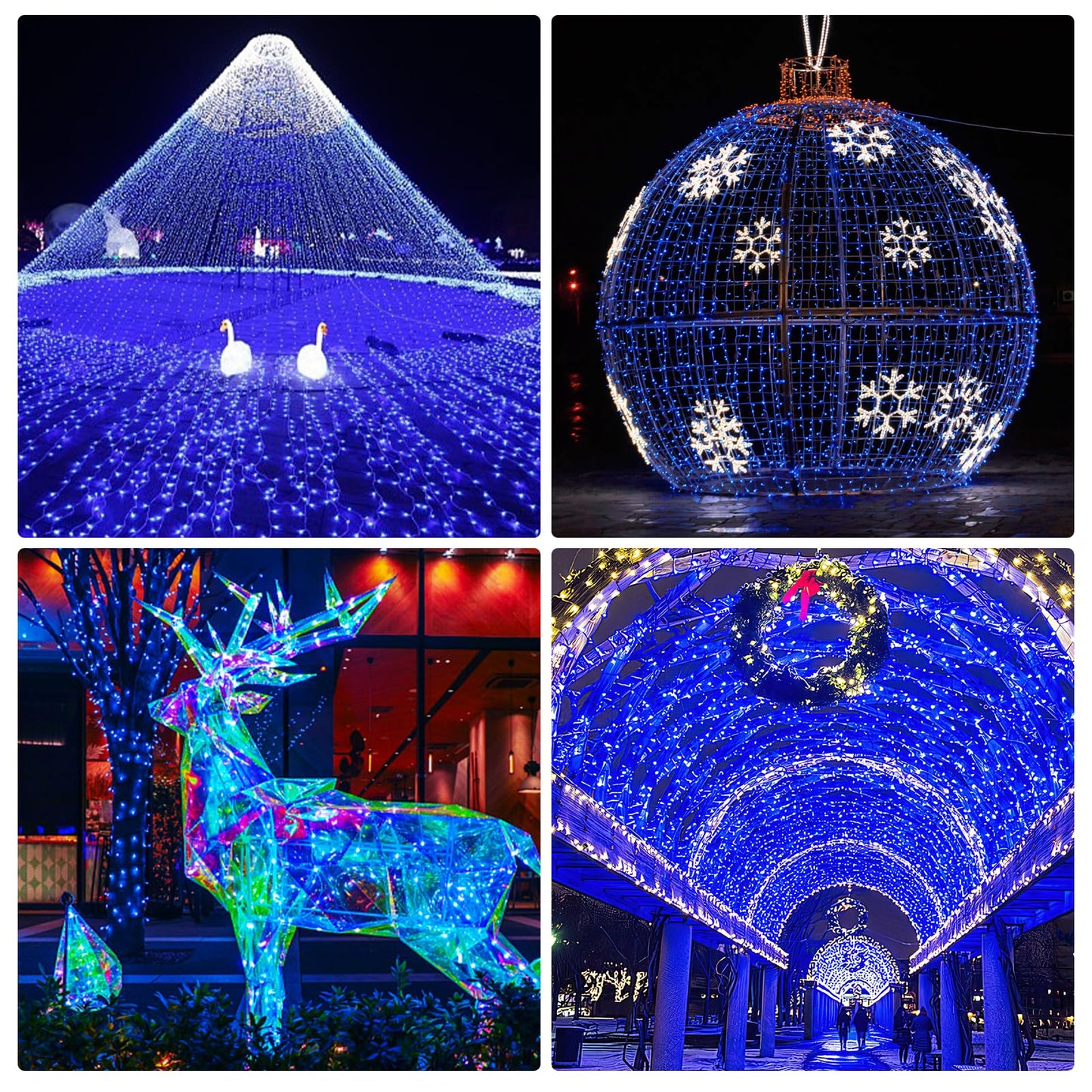 Ehome USB Fairy String Lights - 66 ft 200 LED Twinkle Lights with Remote, Timer & 8 Modes - Silver Wire, Waterproof, Indoor/Outdoor, DIY Party, Wedding - Blue