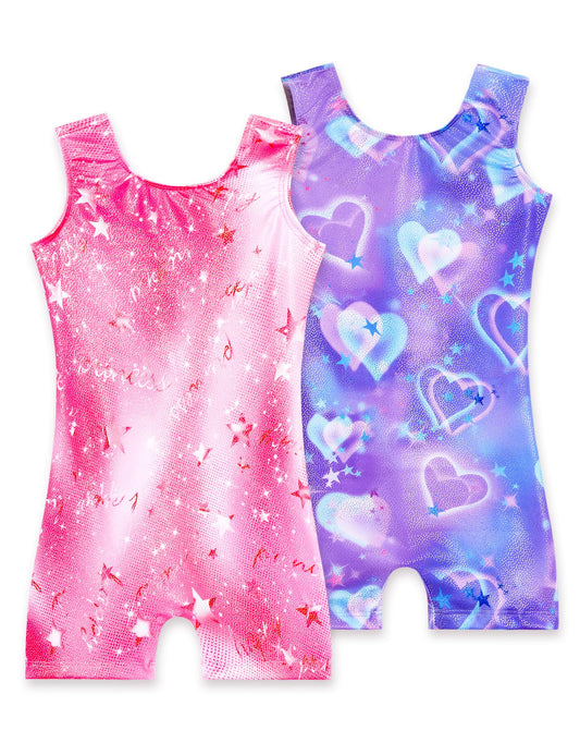 Nokecina Gymnastics Leotards for Girls 2 Pack Sleeveless Tumbling Biketard