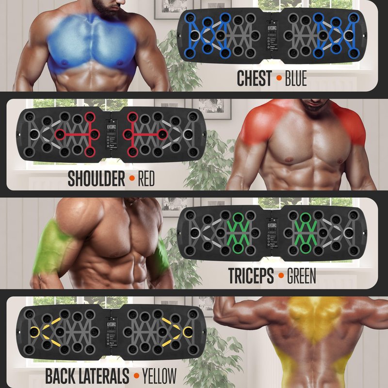 SQUATZ Portable Push Up Board - Bars Includes 5 Resistance Bands, Bag, and Pilates Rod - Work Out Equipment for Home Gym for Full Body - Strength Training Equipment Handles - Capacity 661 LBS