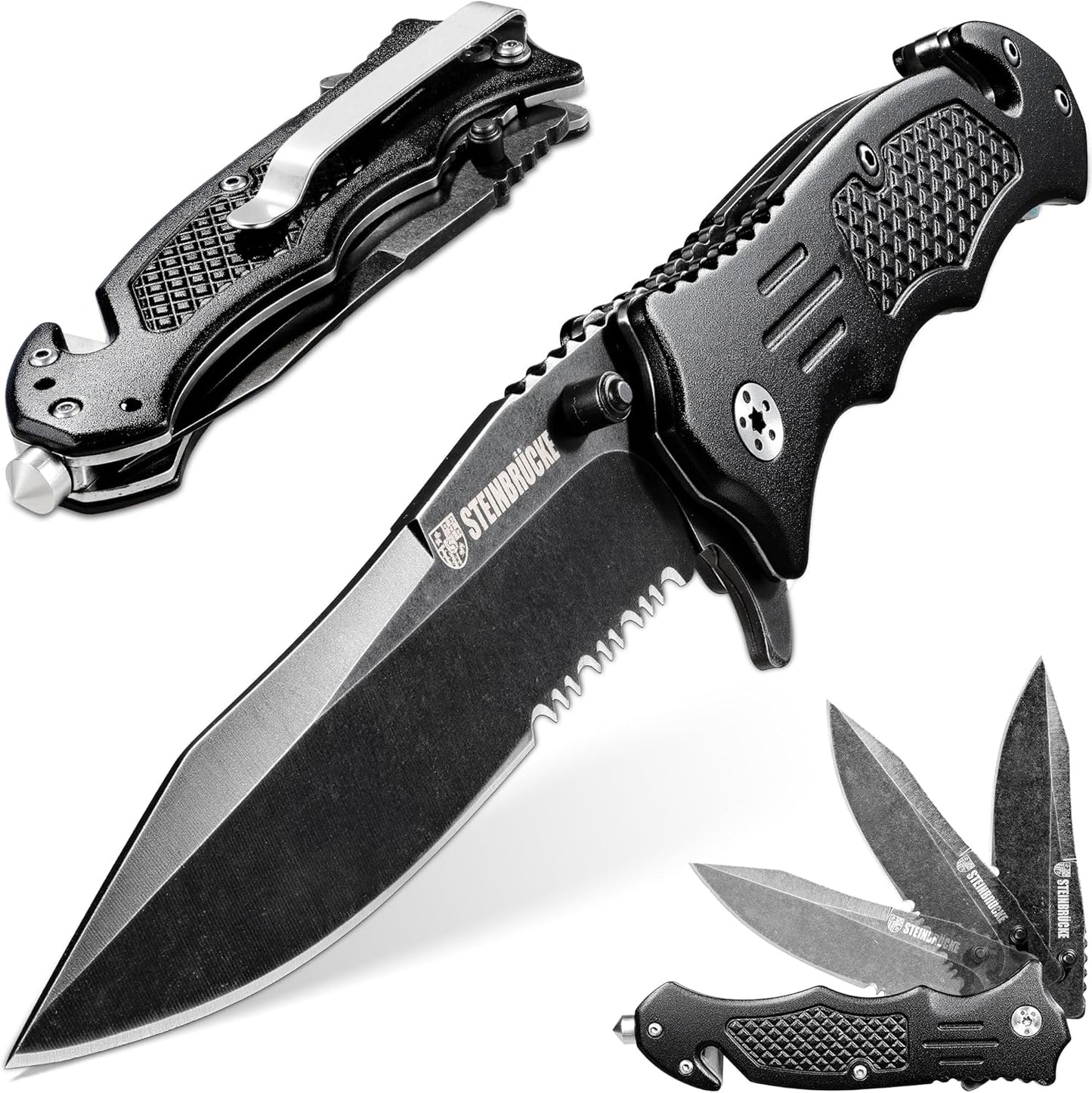 Steinbrucke Tactical Folding Knife - 3.4'' Stainless Steel 8Cr13Mov Blade | Ideal for Hunting, Camping, and Everyday Carry