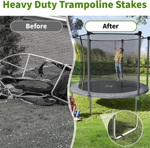 Heavy Duty 12-Inch Trampoline Wind Stakes by [Brand Name] - 8-Pack Galvanized Steel Tie Down Anchors