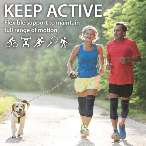 Knee Support Brace Compression Sleeves for Men and Women (Black) (Pair) (Medium) [M] - for Ligament Injury, Joint Pain Relief, Running, Arthritis, ACL, MCL, Sport