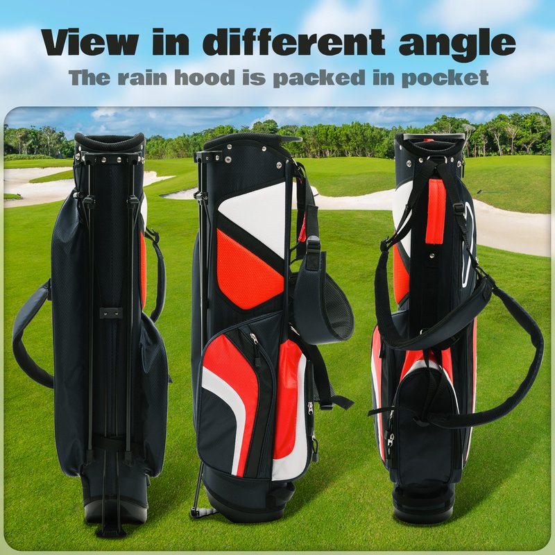 Ultra-Lite Golf Stand Bag - 3 Lbs, 4 Way Divider Portable Golf Club Carry Bag, Water-Repellent Golf Travel Case with Rain Hood, Golf Gifts for Men and Women (Navy Blue)