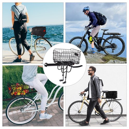 Aneco Rear Bike Rack with Folding Basket and Waterproof Bag Quick Release Bicycle Cargo Rack Universal Touring Carrier for Mountain Road Bike