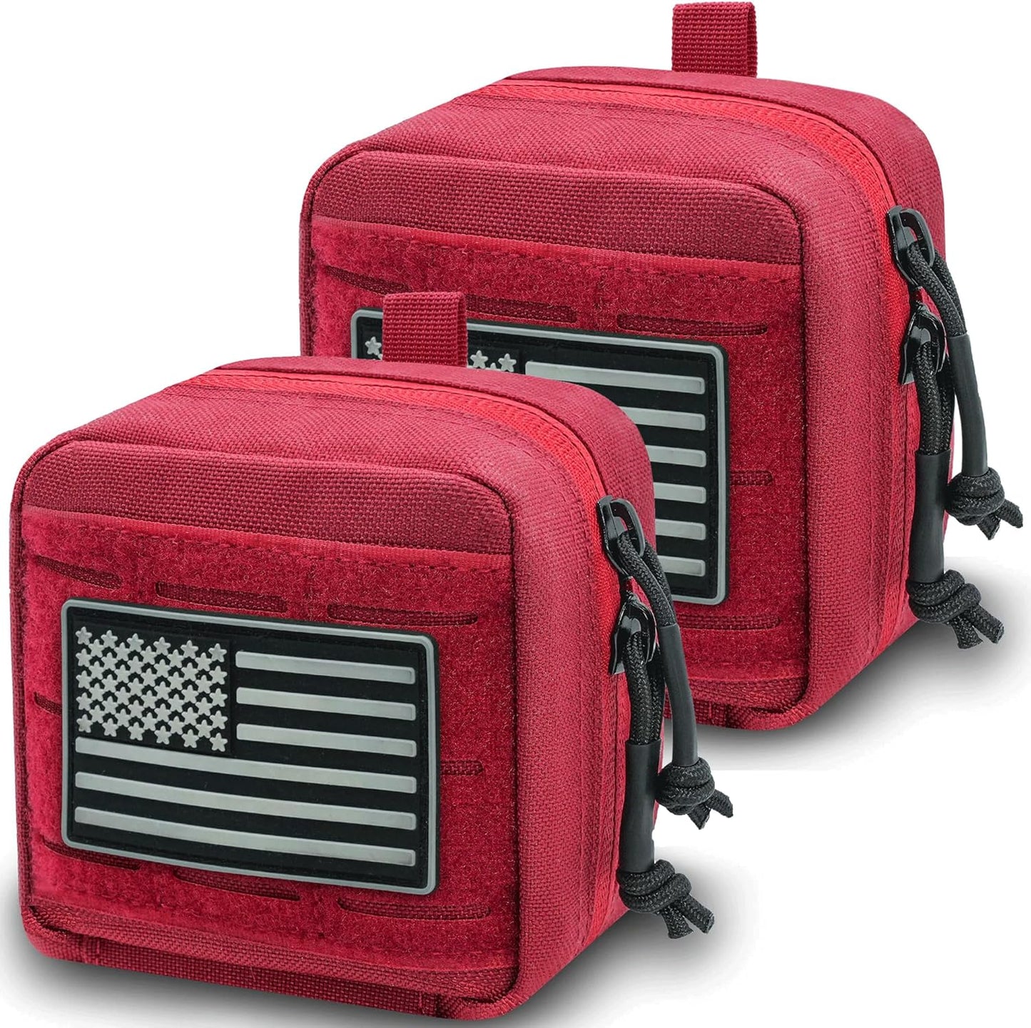 Upgrade Tactical Molle Admin Pouch - Laser Cut Design with Interior Divider | 4x4 Inches, Flag Patch