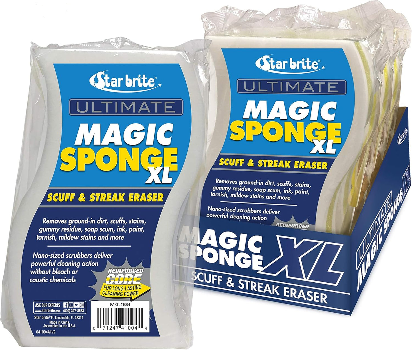 Star Brite XL Magic Sponge - Extra Large, Long Lasting Melamine Scuff Eraser - 8 Pack for Multi-Purpose Cleaning