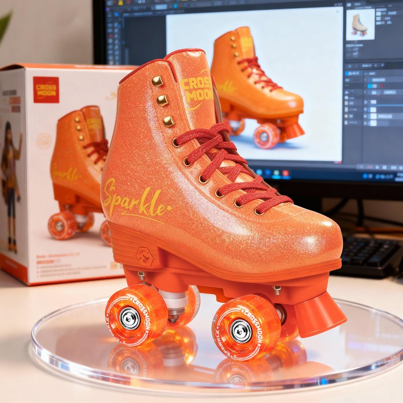 Active Girls' Adjustable Roller Skate, Sleek Design, Premium PU Leather Scuff-Resistant Easy to Clean, Gift for Girls Kids (Orange, Medium (3-6))