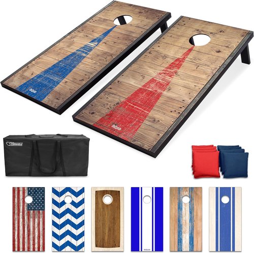 GoSports Portable Cornhole Set - Choose 4x2 ft or 3x2 ft | Includes 8 Bean Bags & Travel Case