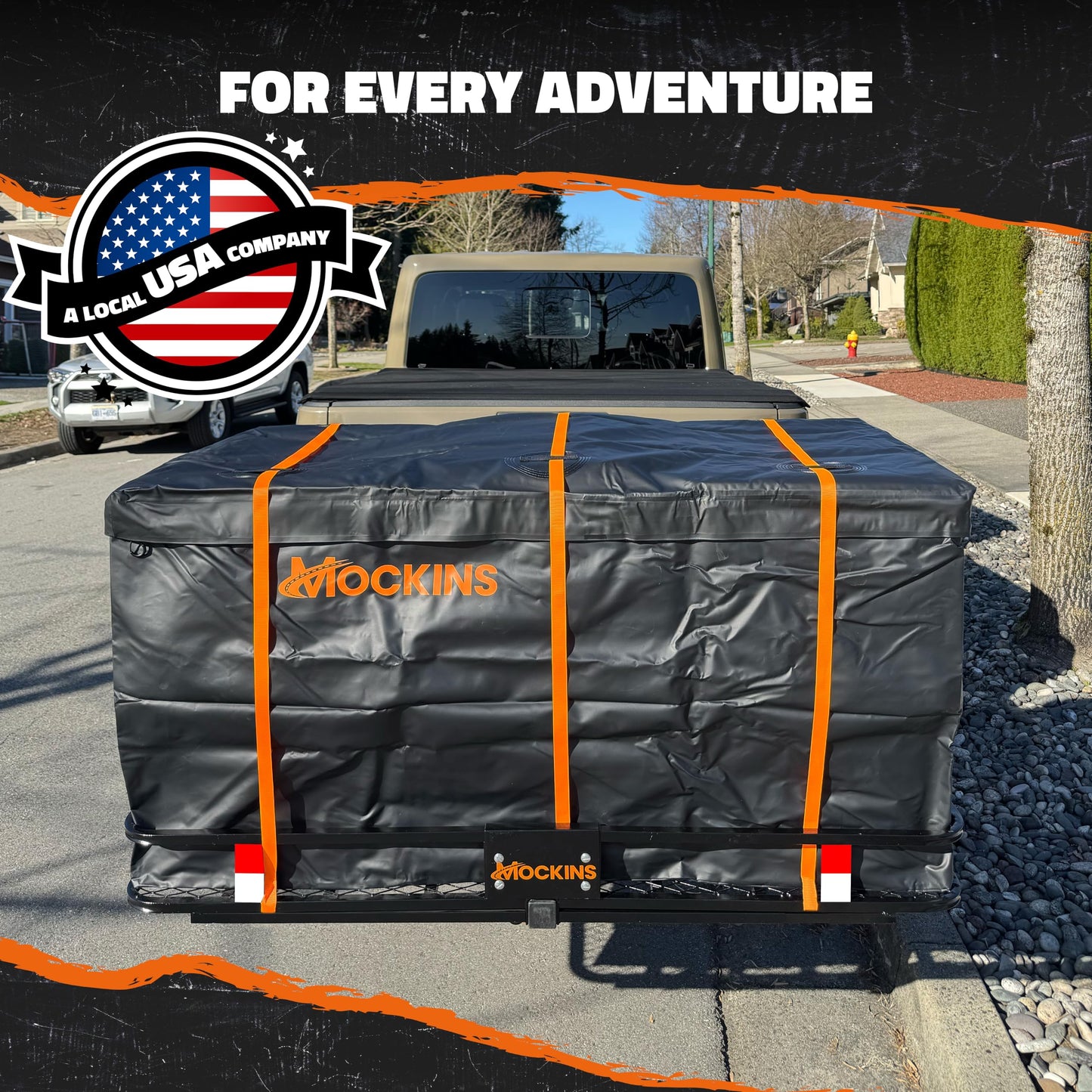 Mockins 60"x36"x6" XL Heavy Duty Trailer Hitch Cargo Carrier w/ 500Lbs. Cap