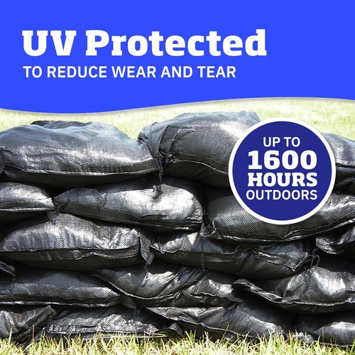 DURASACK Heavy Duty Sand Bags - UV Protected 50 lbs Capacity, 14x26 Inches, Black | Pack of 10