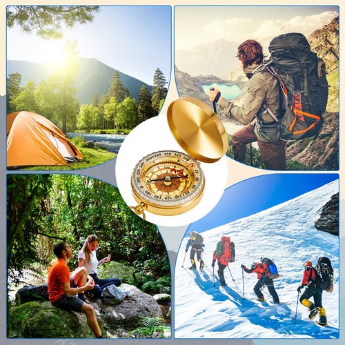Dunzy 24 Pcs Camping Survival Compass Glow in the Dark Metal Pocket Compass for Hiking Military Navigation Tool for Hiking Hunting Climbing Camping Party Favor Supplies