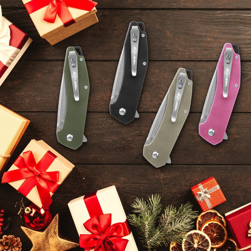 FLISSA Pocket Knife, Folding Tactical Knife with G10 Handle, D2 Blade, Liner Lock, Pocket Clip, EDC Knife for Hiking, Camping, Survival, Indoor and Outdoor Activities(Pink)