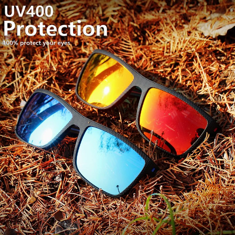 Square Polarized Sunglasses for Men Vintage Style Driving Travel Sun Glasses Lightweight Frame UV Protection Goggles