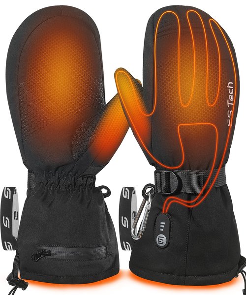 Heated Gloves Mittens for Men Women 7.4V 3000mAh Rechargeable Waterproof Wear-Resistant Battery Heated Ski Gloves