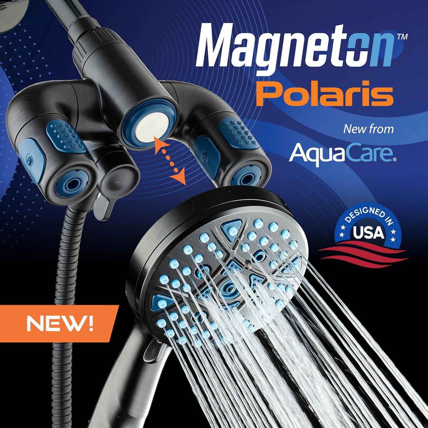 Polaris High Pressure Shower Head & Handheld Combo - 208 Settings, Magnetic Dock, Chrome Finish