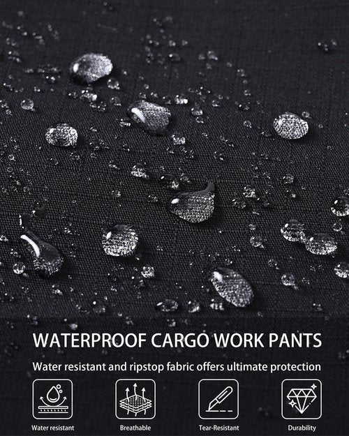 CNBQDD Work Pants for Men Ripstop Tactical Pants Water Resistant Breathable Cargo Work Pants for Men Outdoor Hiking Pants with 7 Pockets Black 34Wx32L
