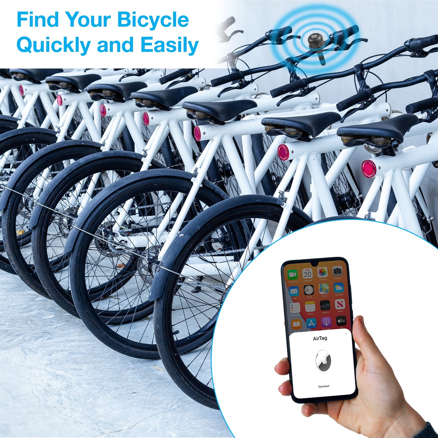 Hidden Design AirTag Bike Bell with Loud Sound and Water-Resistant Holder - Premium Quality, Lightweight, and Easy to Install - Enhance Safety and Track Your Bike with Ease!
