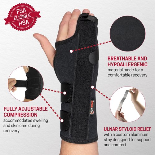 Ezy Wrap Boxer Fracture Splint Hand Brace with Finger Support – Wrist Brace Right Hand with Adjustable Fit, Hypoallergenic Material & Soft Edges – Designed for Metacarpal Fracture, Sprain, or Swelling