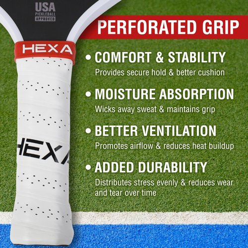 HEXA PICKLEBALL Stinger Paddle | USAPA Approved Pickleball Paddle | Raw Carbon Fiber Pickleball Paddle w/Carbon Friction Surface for Ultimate Spin & Consistency - Includes Paddle Cover (White)