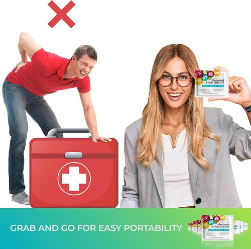 First Aid Kit by Portable Travel - 10 Pack | Essential for Home, Office, Car & Outdoor Adventures | Individually Wrapped Supplies