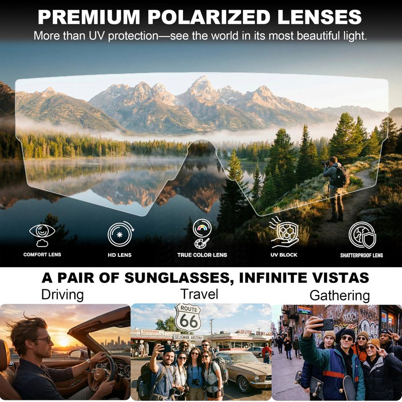 Umbifa 60s Retro Square Aviator Sunglasses for Men Women, Acetate Frame, Polarized, Face Flattering & All-Day Wear