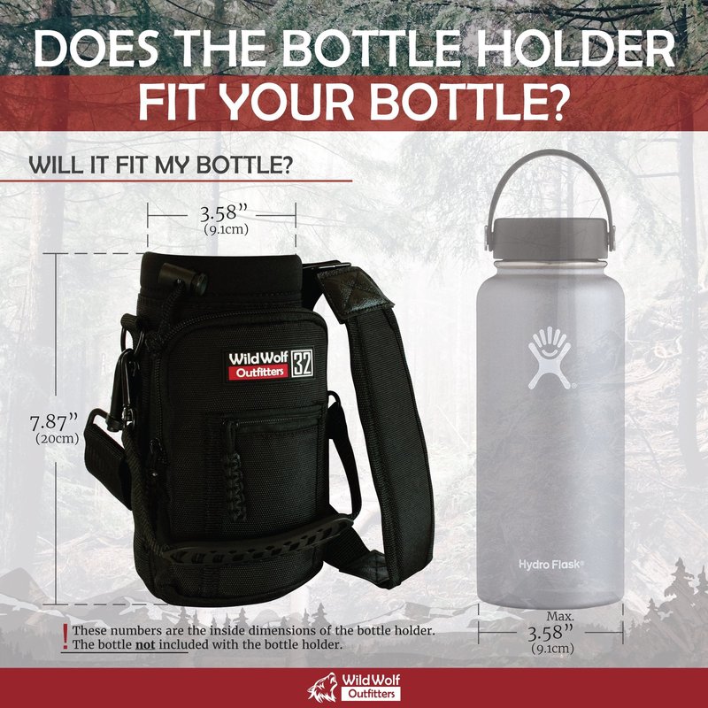 Wild Wolf Outfitters Water Bottle Holder for 32 ounce Bottles - Carry, Protect and Insulate Your Flask with This Military Grade Carrier w/ 2 Bundle with Water Bottle Holder for 64 ounce Bottles
