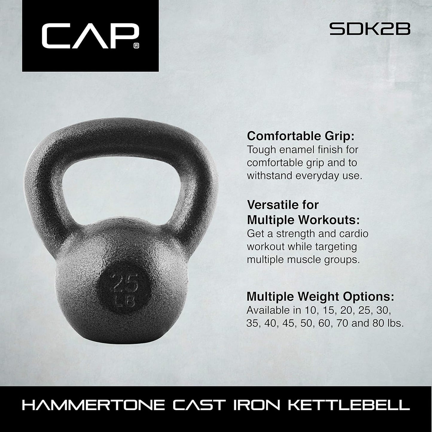 WF Athletic Supply Kettlebells - Painted Cast Iron for Strength Training | 10-80 lbs Options Available
