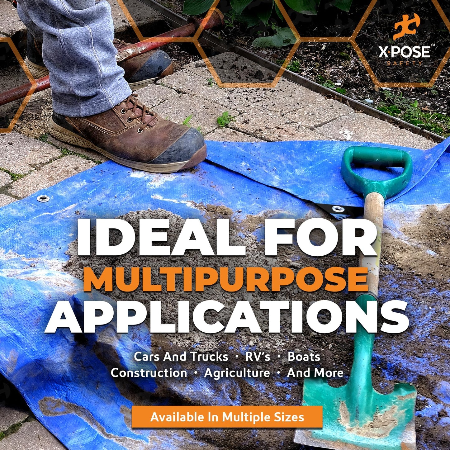 Better Blue Poly Tarp 25' x 40' - Multipurpose Protective Cover - Lightweight, Durable, Waterproof, Weather Proof - 5 Mil Thick Polyethylene - by Xpose Safety