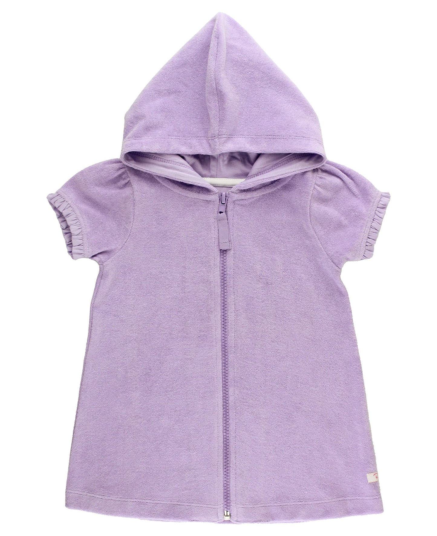 RuffleButts® Baby/Toddler Girls Terry Cloth Hoodie Swim Beach Cover Up Dress - White, 10