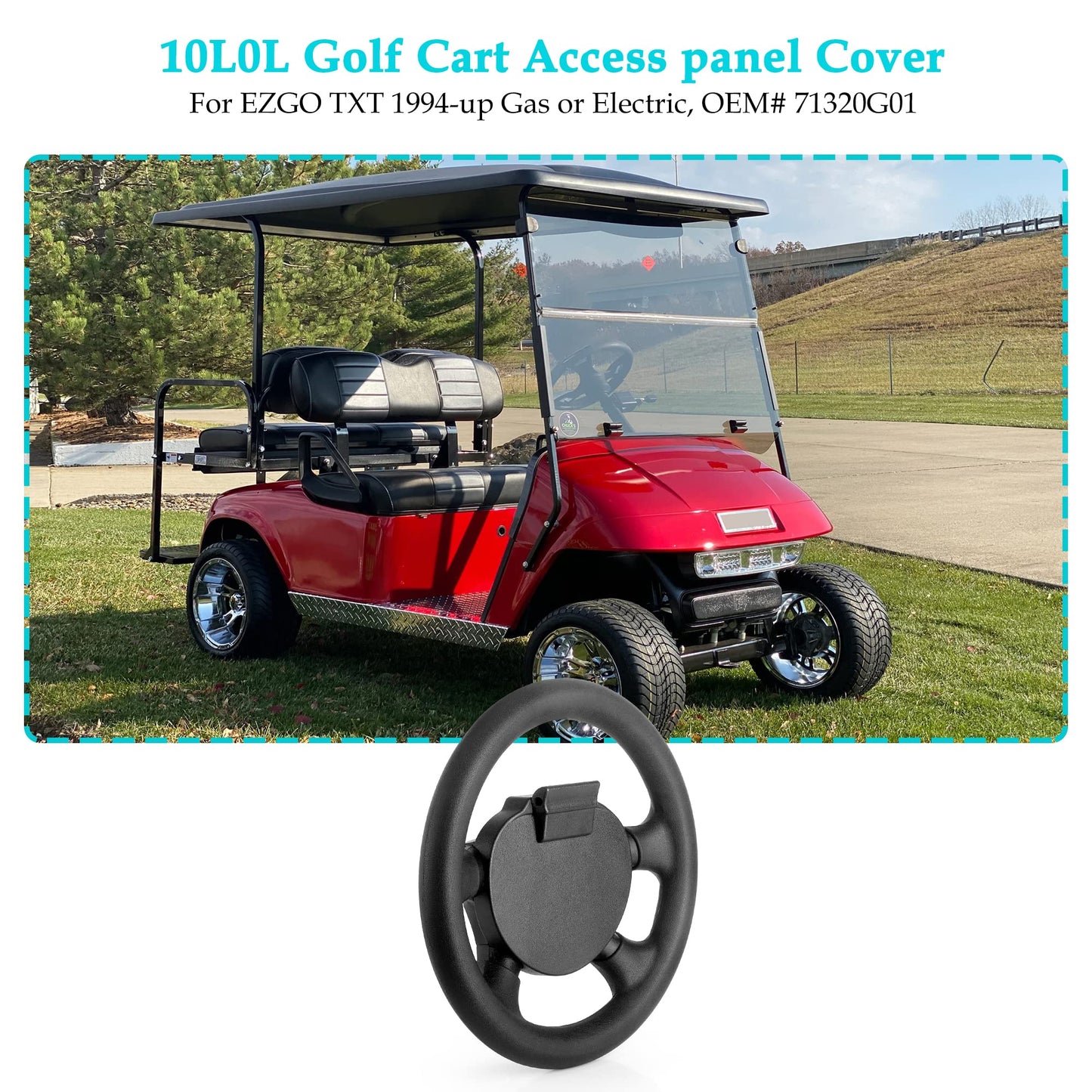10L0L Golf Cart 13 inch Steering Wheel for EZGO TXT, RXV, Medalist, Shuttle, Workhorse, Cushman, Replaces OEM# 71948-G01 602979