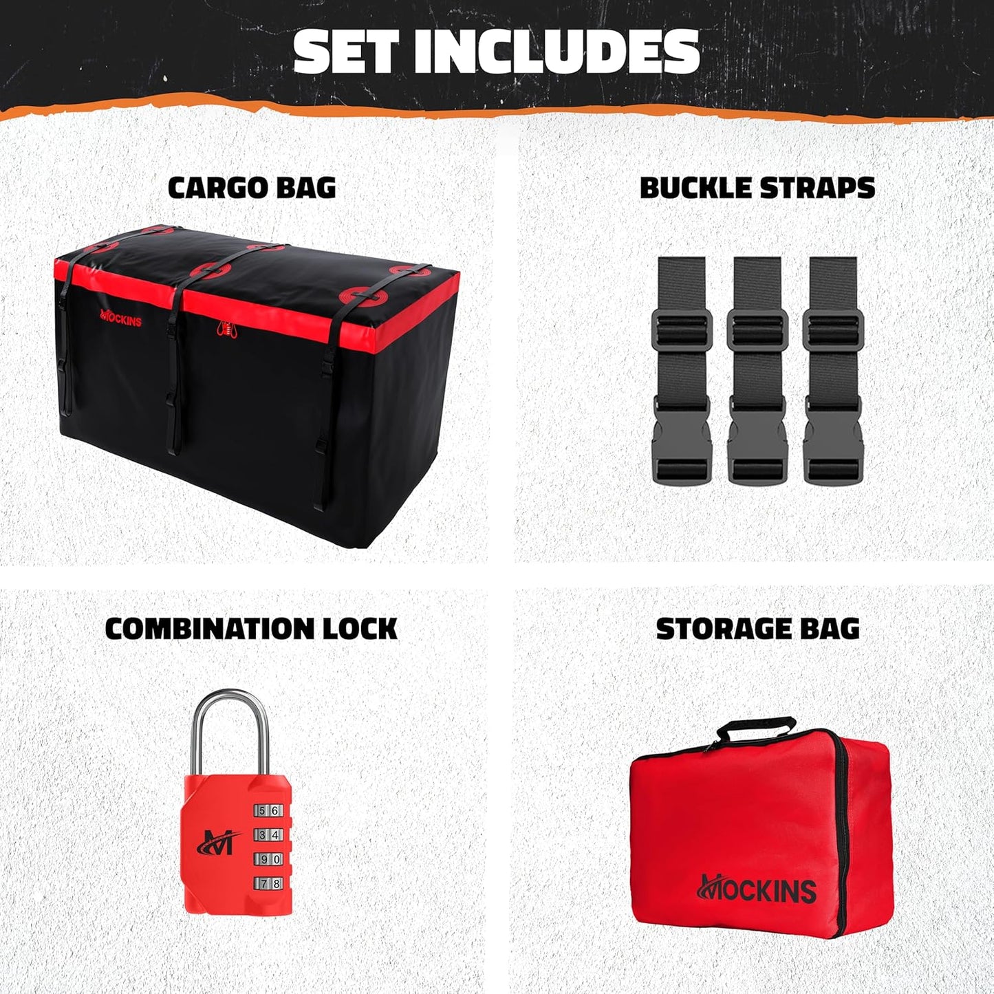 Mockins 40 CuFt XXL Trailer Hitch Cargo Carrier Bag - Heavy Duty Waterproof Vinyl | 70"x30"x33" Size