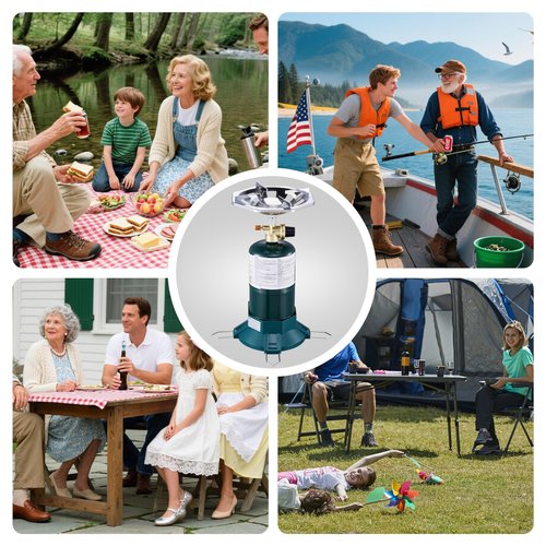 Sanauvulcan Propane Camping Stove With High Power Burner, Single Burner Bottle Top Propane Stove Adjustable Flame for Backpacking,Hiking,Camping,Tank Top Stove With USB Cable (Fuel not included)