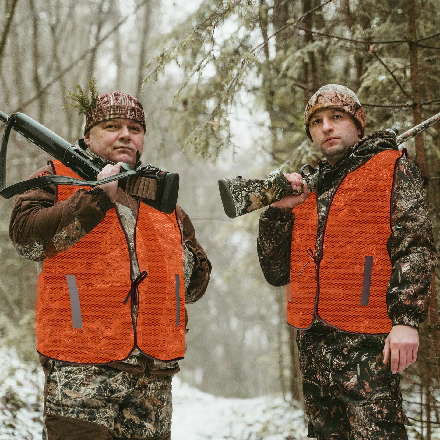 RunNico 4Pcs Hunting Mesh Safe Vests, Hunter Special High Visibility Vest with Reflective Stripes, Breathable Blaze Orange Safety Cloth for Unisex Adult Outdoor Hunting Hiking Mountain and Night Work