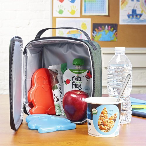 Fit & Fresh Cool Coolers | Kids Lunch Box Ice Packs - Slim & Reusable, Multicolored Set of 4 (Penguin)