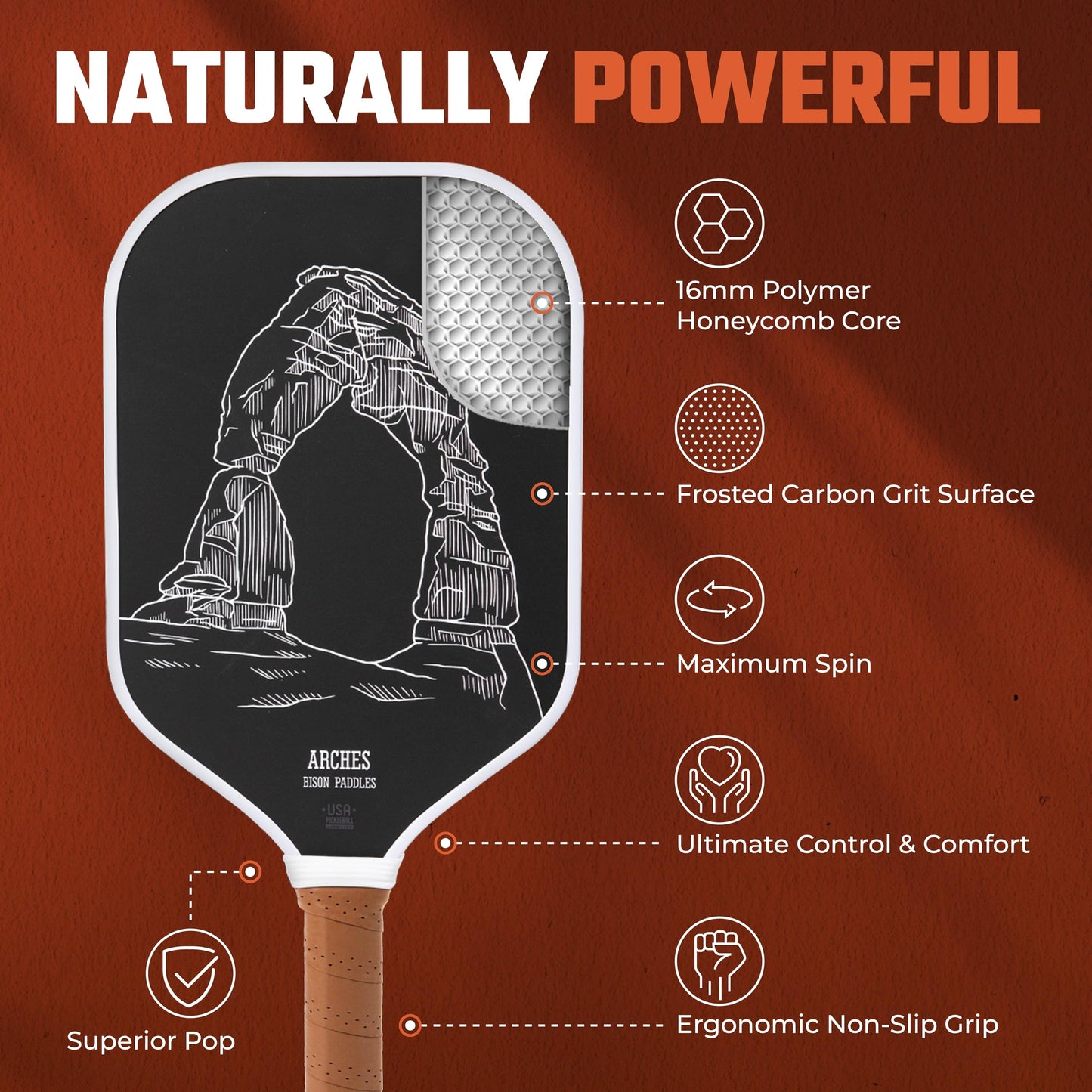 Bison Paddles: Carbon Fiber Pickleball Paddle Set of 2 - National Parks Edition | Durable Unibody Construction | Textured Carbon Fiber Surface | Every Purchase Helps Fund National Parks