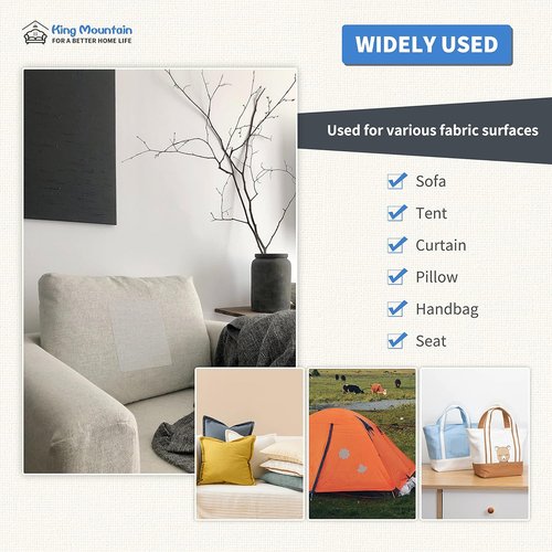 KING MOUNTAIN Canvas Repair Patch - 5x8 Inch Self-Adhesive Waterproof Fabric Patches (8 Pcs, Beige)