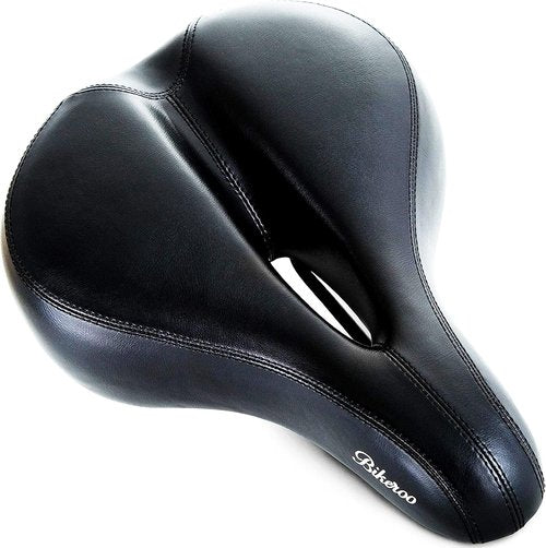 Bikeroo Comfort Saddle - Universal Fit for Indoor & Outdoor Bicycles | Memory Foam with Center Cutaway for Pressure Relief