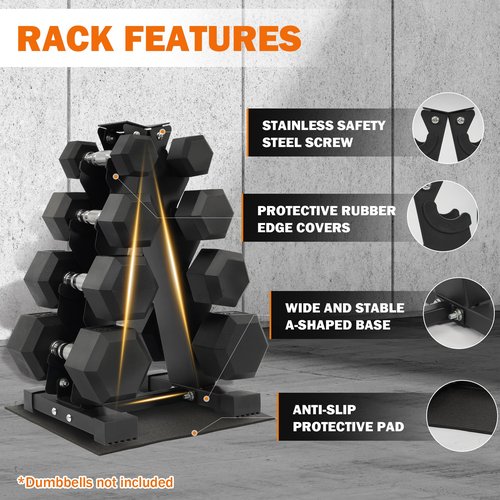 Fitvids Dumbbell Rack A-Frame Weight Rack for Home Gym 4 Tier, Black