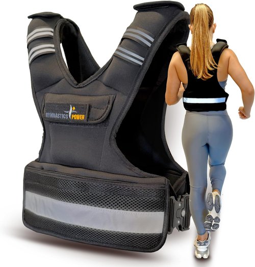 GYMNASTICS POWER Weighted Vest for Men and Women – Adjustable Mid-Weight Workout Vest for Strength Training, Running, Cardio, Fitness & Cross Training (Black, 10 LB)