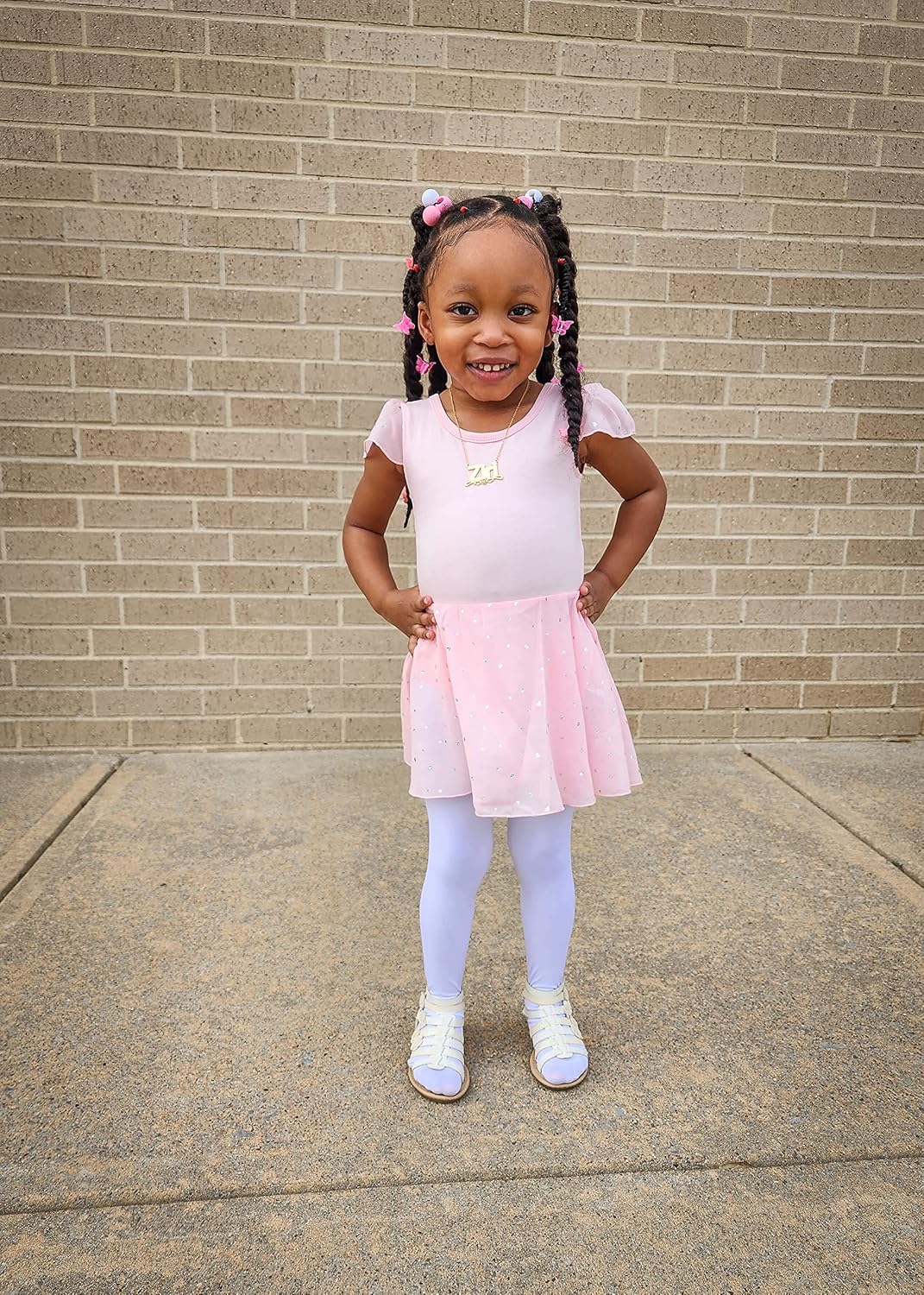 Stelle Ballet Leotard for Girls - Toddler Pink Dance Outfit with Ruffle Sleeves & Skirt