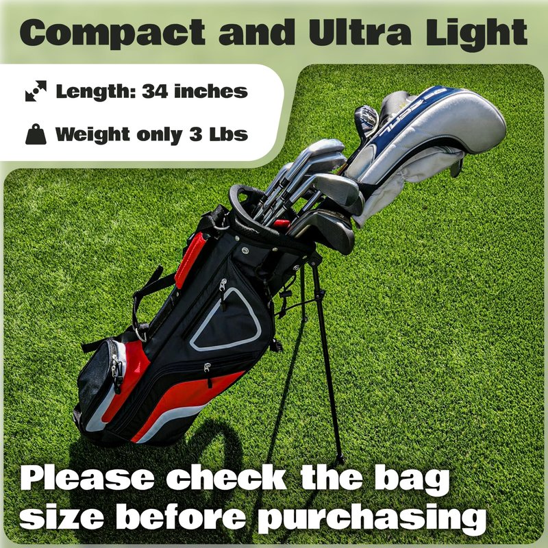 Ultra-Lite Golf Stand Bag - 3 Lbs, 4 Way Divider Portable Golf Club Carry Bag, Water-Repellent Golf Travel Case with Rain Hood, Golf Gifts for Men and Women (Navy Blue)