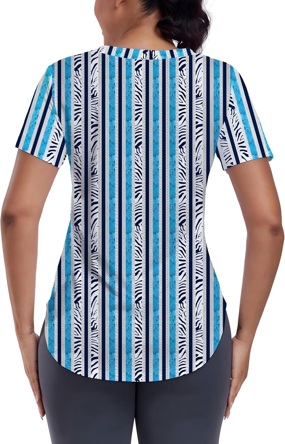 Skiennix Short Sleeve Workout Shirt for Women - Loose Fit V-Neck Dry Fit Yoga Top | Ideal for Gym & Exercise
