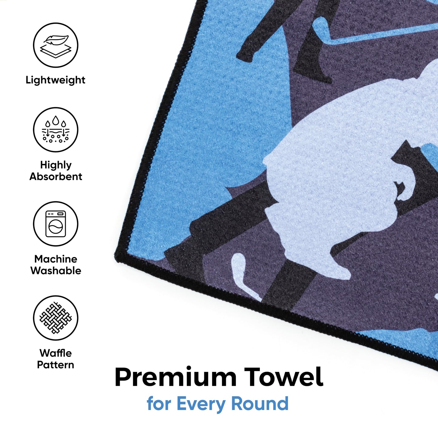 ANNIE FIORI Golf Towel (34" x 20") | Funny Camo, Microfiber Waffle Golf Towels For Golf Bags with Quick Dry Technology & Black Carabiner Clip - Golf Accessories for Men & Women, Ideal Gift for Golfers