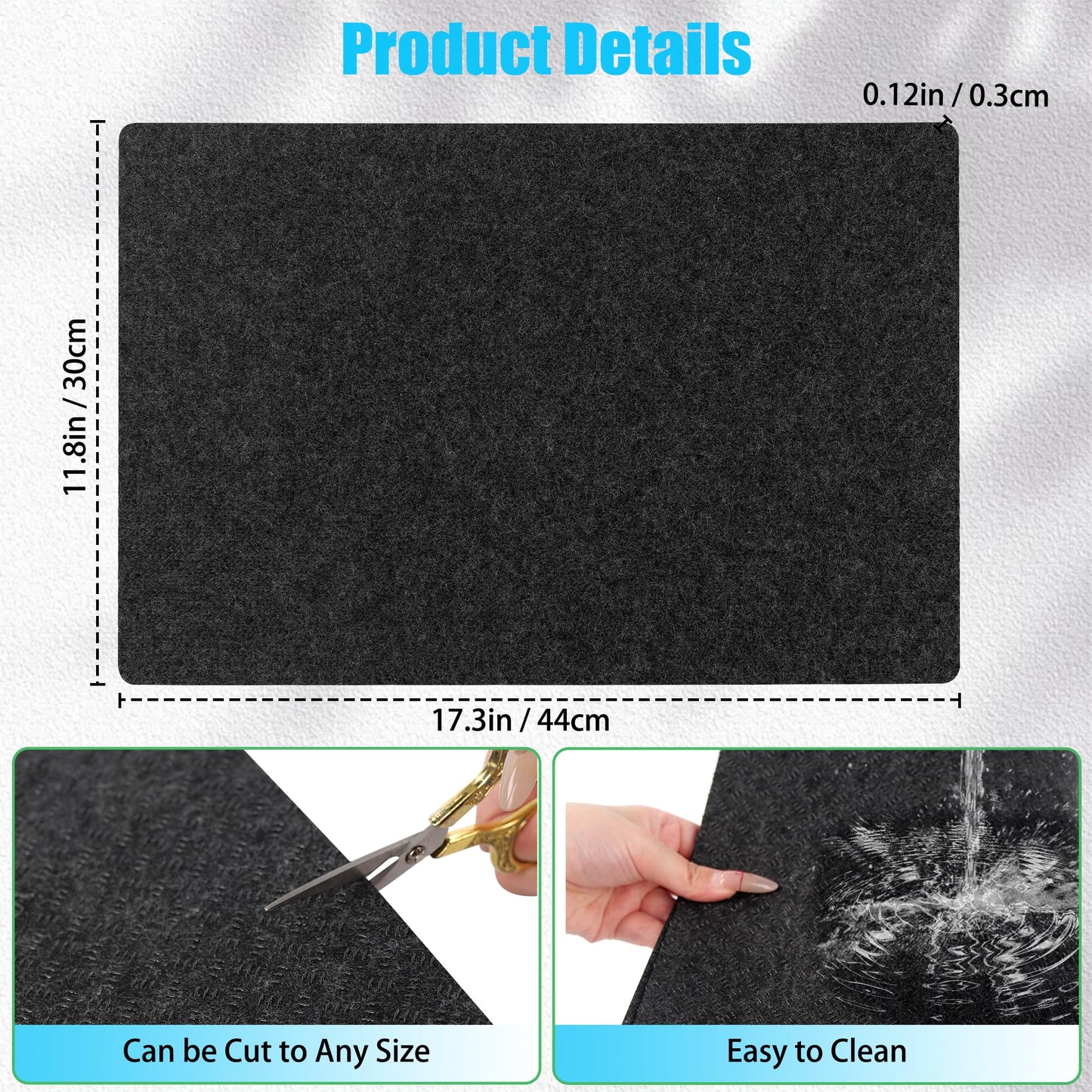 2 Pcs Heat Resistant Mat for Air Fryer, 12" x 17" Thickened Kitchen Countertop Protector Mat Cut to Fit, Non Slip Heat Proof Pad with Sliding Function for Blender, Coffee Maker, Toaster, Microwave